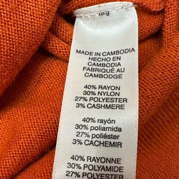 Chico's Sweater Size 3 XL Orange 3/4 Sleeve Touch of Cashmere Shirt Top - Picture 7 of 11